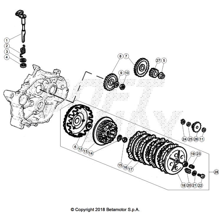 VUE ECLATEE EMBRAYAGE BETA MOTARD 50 RR BLUE TRACK 2025